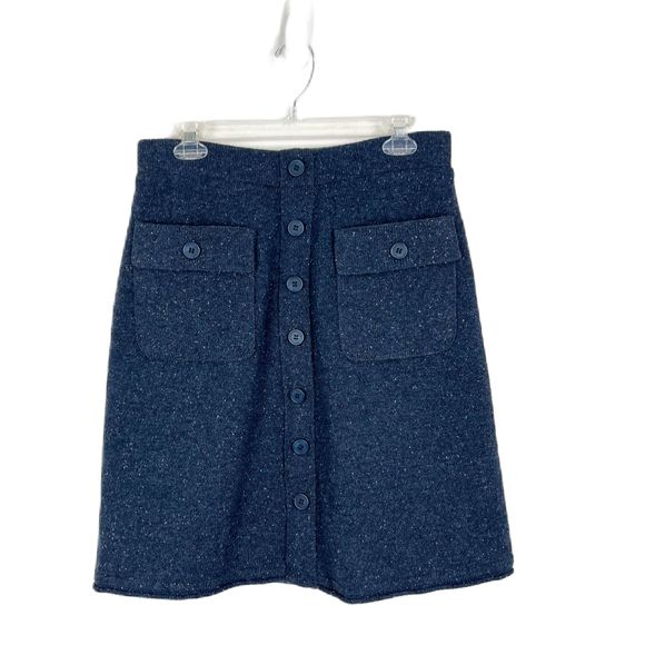 Sundance Skirt Women Small Blue Knit Lambswool A-Line Knee Length Bottoms
